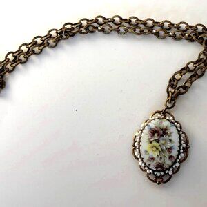 Vintage Miriam Haskell Floral Cabochon  Necklace